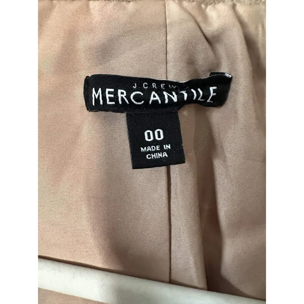 J Crew Mercantile Camel Wool City Coat Size 00 Standing Collar Zip Jacket Tan